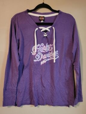 Harley-Davidson Purple Lace-Up Logo Long Sleeve Shirt